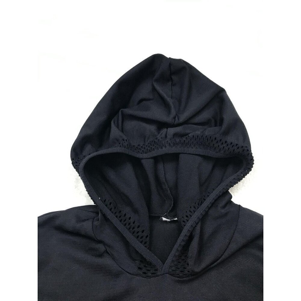 Fabletics Megan Seamless Hoodie Medium Pullover Black Mesh - Picture 4 of 8